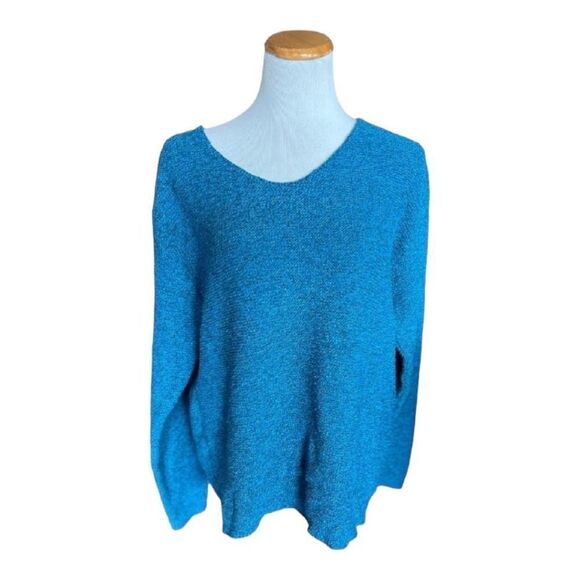Womens Orvis Casual Cotton Teal Scoop Neck Knit Sweater - Sz XL - Picture 1 of 1